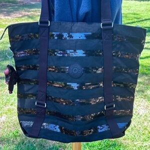 KIPLING Large Shopper Double Handle Shoulder Tote w/ Sven the Gorilla Charm NWOT